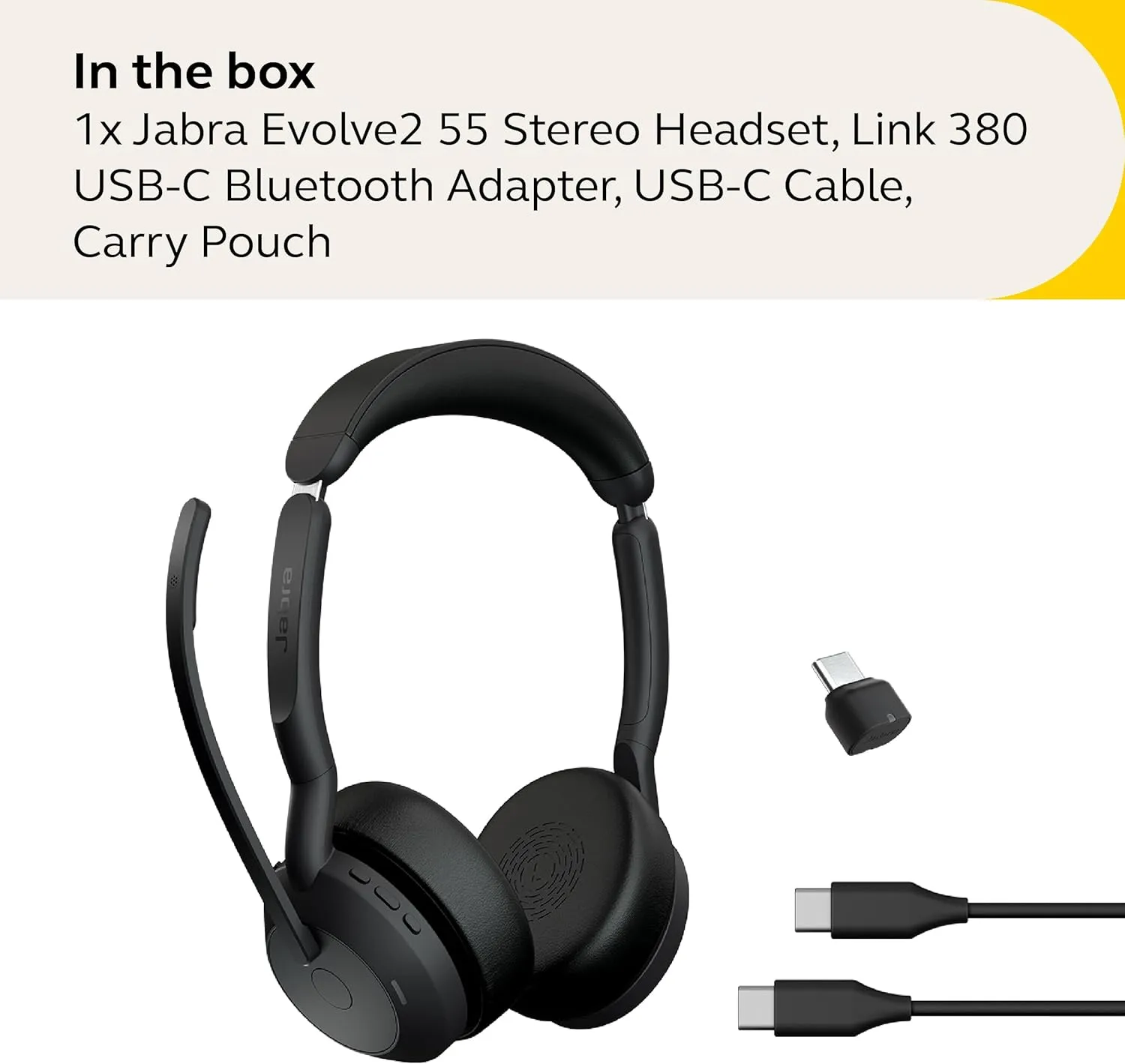 Jabra Evolve2 55 Stereo Wireless Headset - AirComfort, Noise-Cancelling Mics & Active Noise Cancellation
