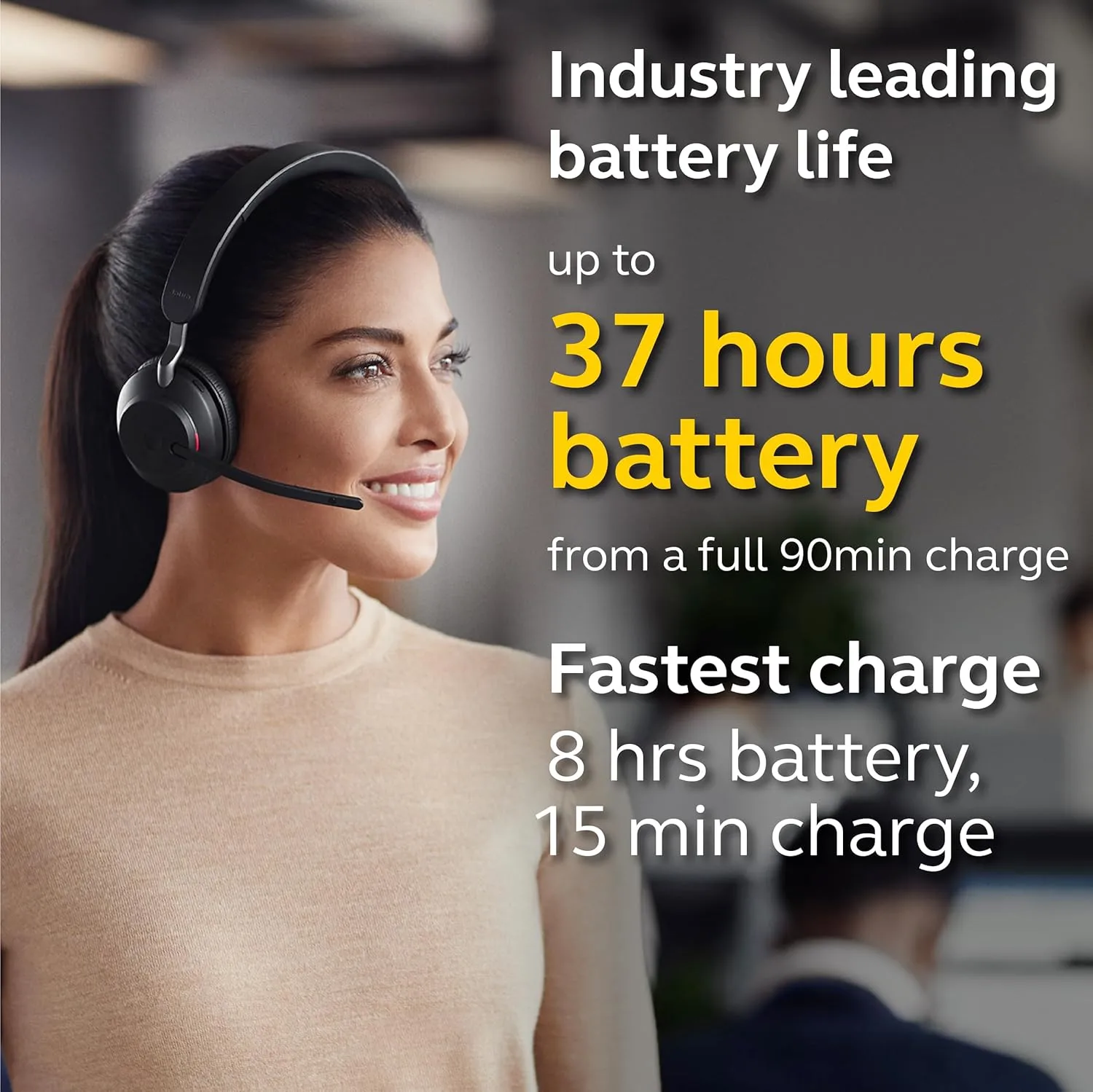 Jabra Evolve2 65 - USB-A MS Teams Mono with Charging Stand - Black Wireless Headset/Music Headphones