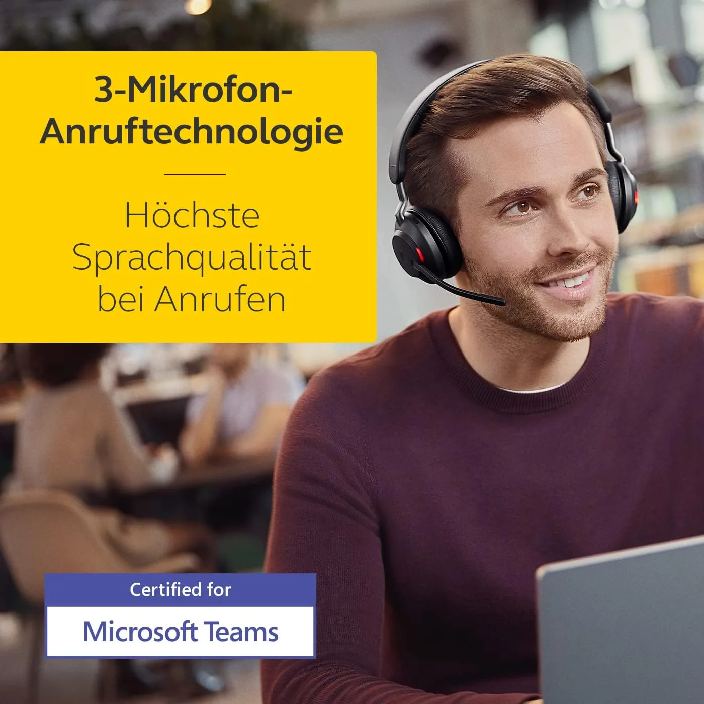 Jabra Evolve2 65 Headset - Microsoft Teams Certification - Stereo - Wireless - Bluetooth - 98.4 ft - Over-the-head