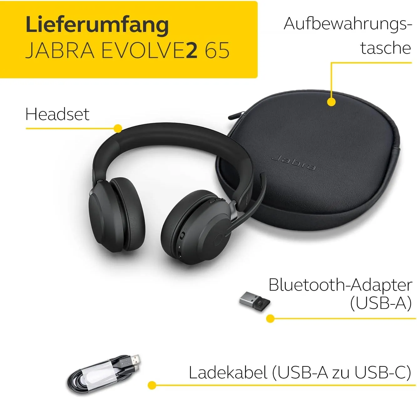 Jabra Evolve2 65 Headset - Microsoft Teams Certification - Stereo - Wireless - Bluetooth - 98.4 ft - Over-the-head