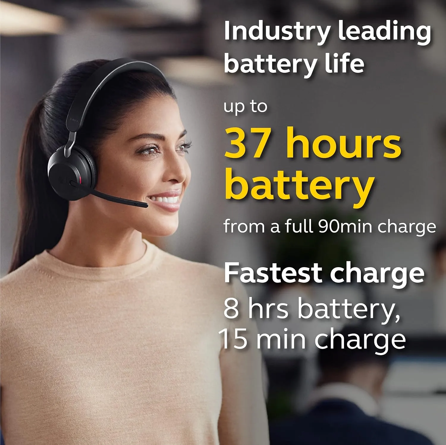 Jabra Evolve2 65 - USB-A MS Teams Stereo with Charging Stand - Black Wireless Headset/Music Headphones