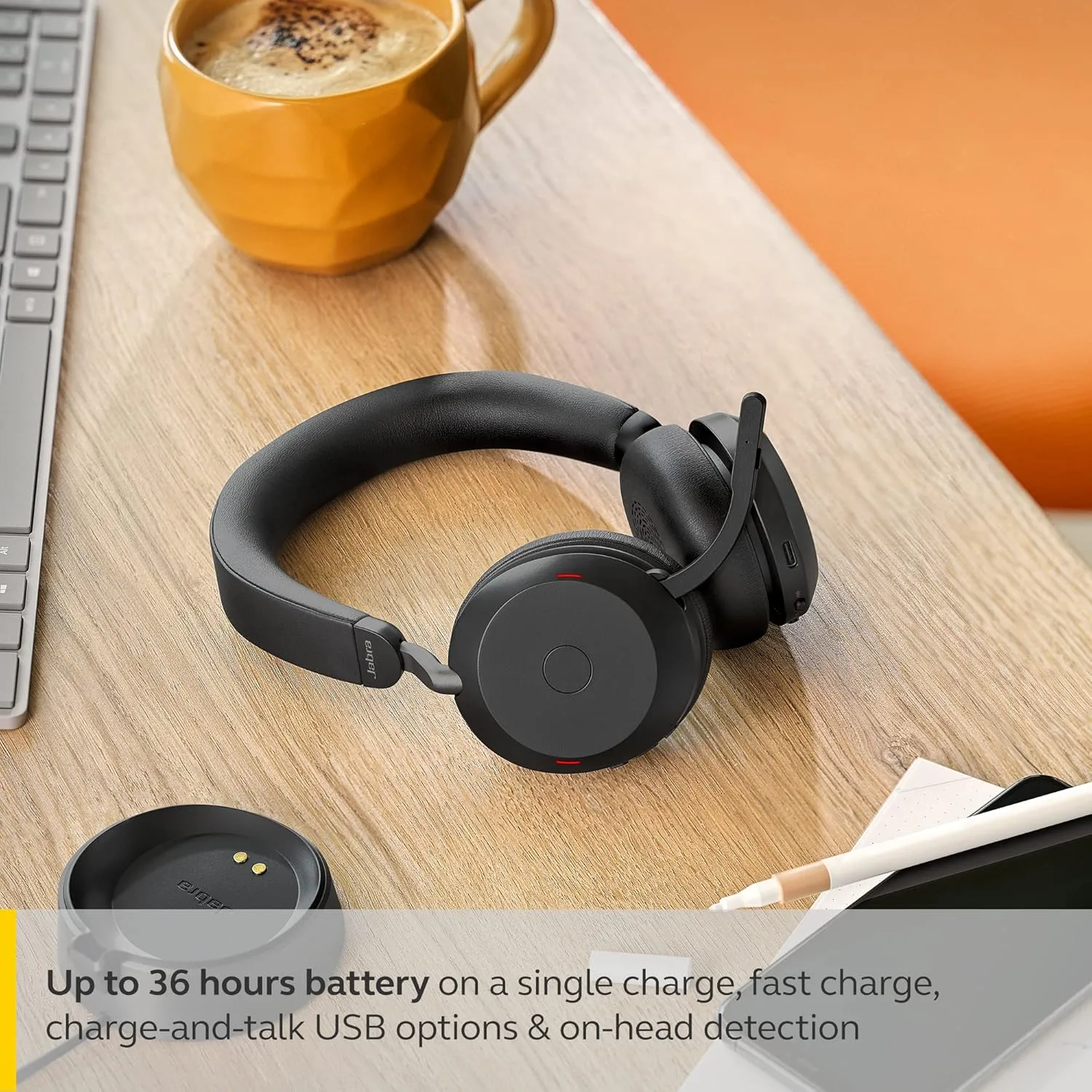 Jabra Evolve2 75 Wireless Headset with Advanced ANC and 8-Mic Technology