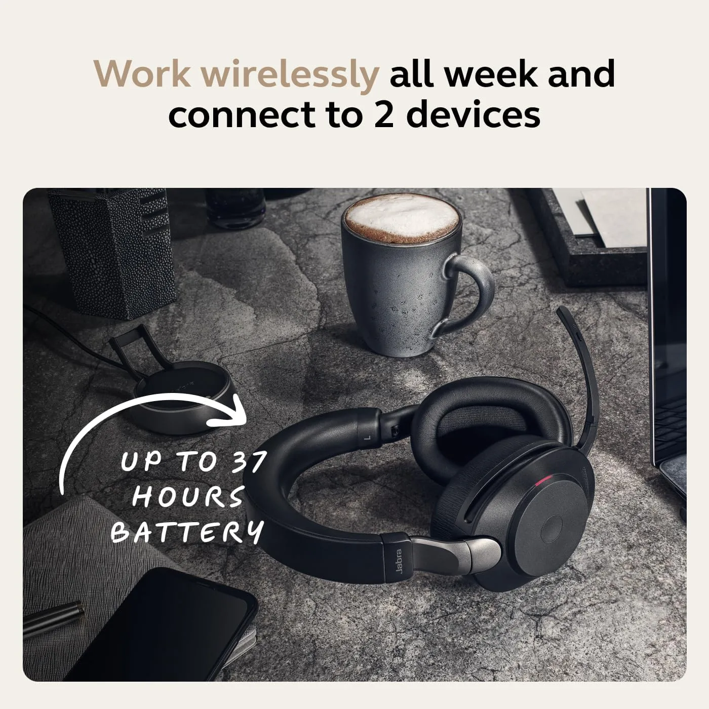 Jabra Evolve2 85 Wireless Over-Ear Headset – ANC, UC/Teams Certified