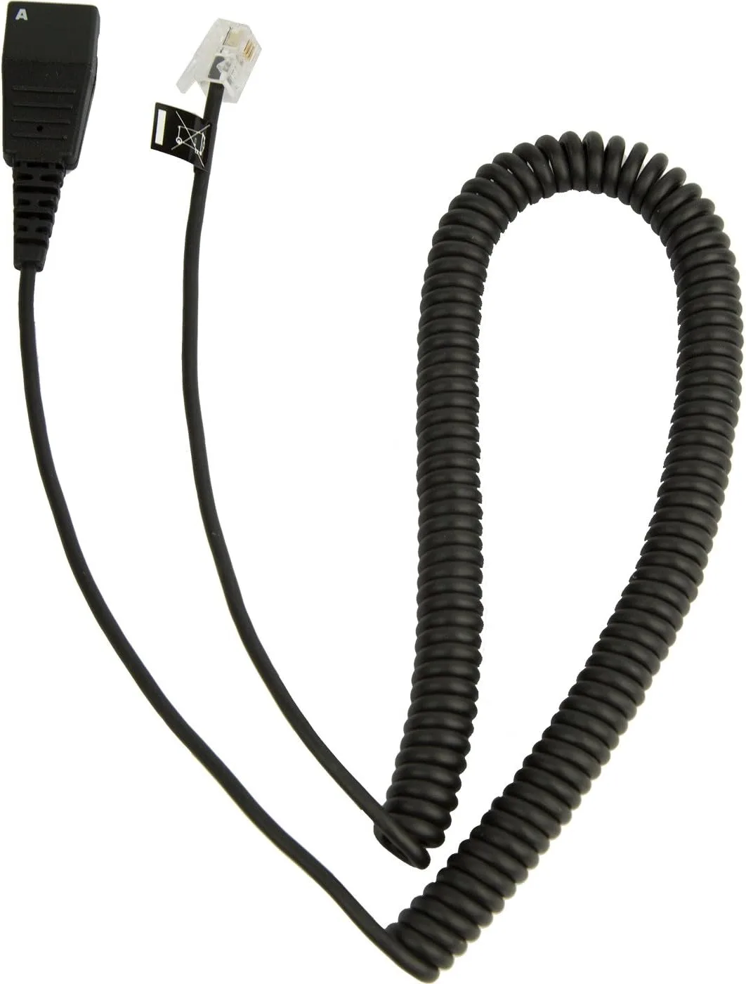Jabra Quick Disconnect (QD) to Modular (RJ) Coiled Bottom Cord, 2 Meter 8800-01-37