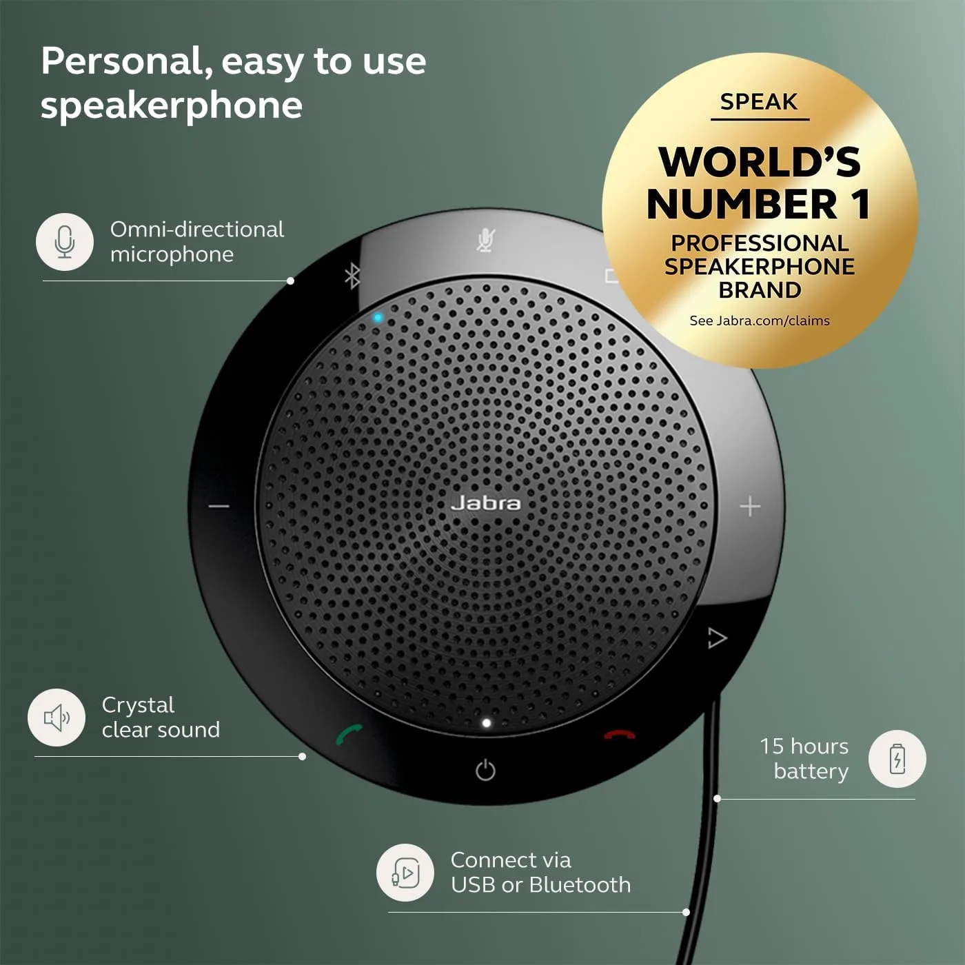 Jabra Speak Portable Bluetooth/USB Speakerphone