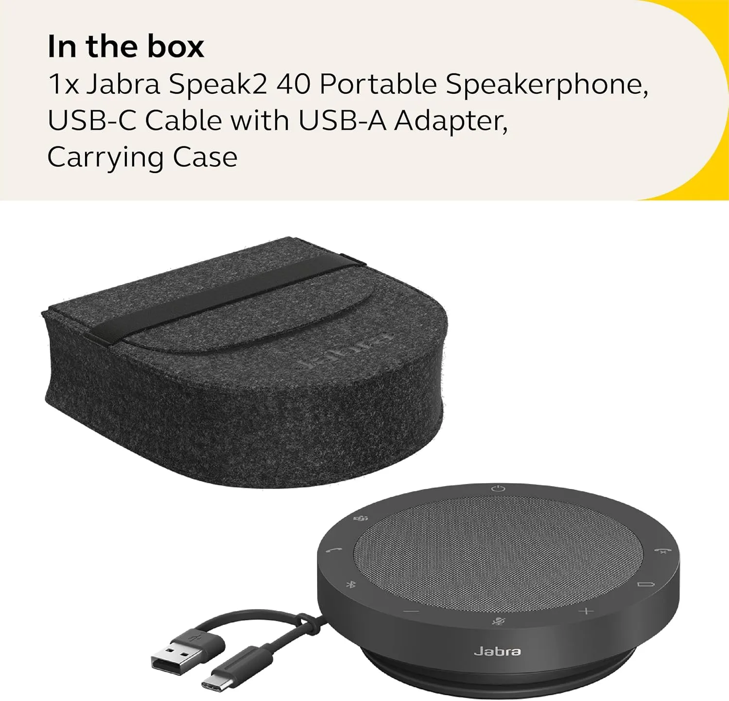 Jabra Speak2 40 Portable Speakerphone - 4 Noise-Cancelling Mics, USB-A/USB-C