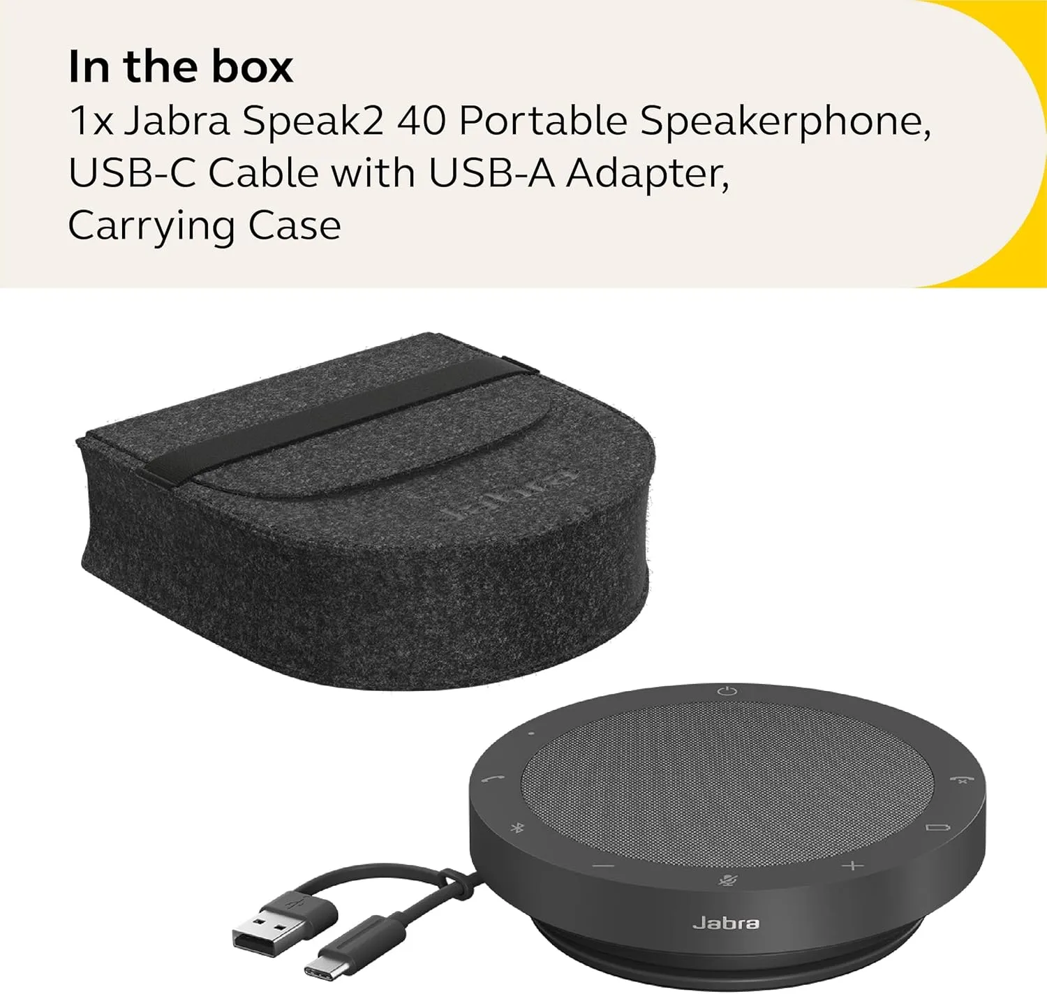 Jabra Speak2 40 Portable Speakerphone - 4 Noise-Cancelling Mics, USB-A/USB-C