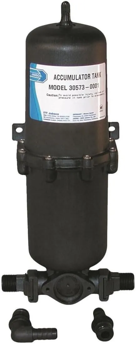 Jabsco 30573-0000 Marine Pressurized Water Accumulator Tank with Bladder (1-Liter) , Black