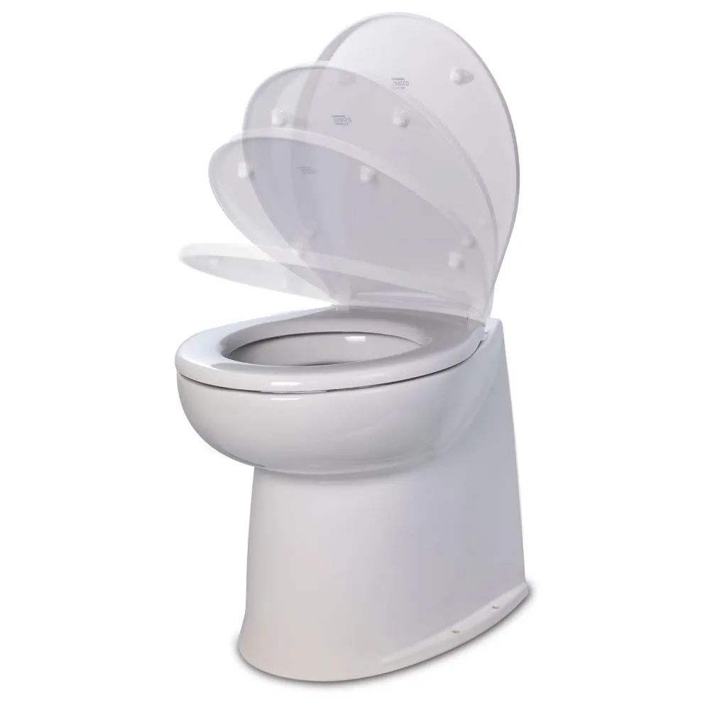 Jabsco Deluxe Flush 14" Straight Back 12V Freshwater Electric Marine Toilet w/Solenoid Valve & Soft Close Lid