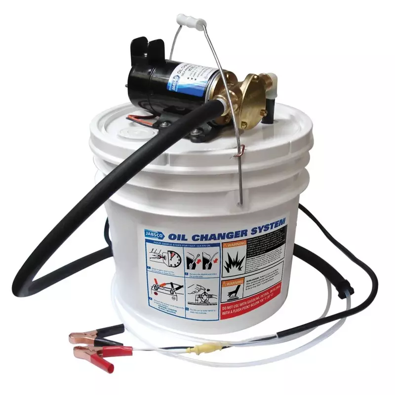 JABSCO Porta-Quick Oil Changer, 12V QF/DS, 3.5 Gallon, White