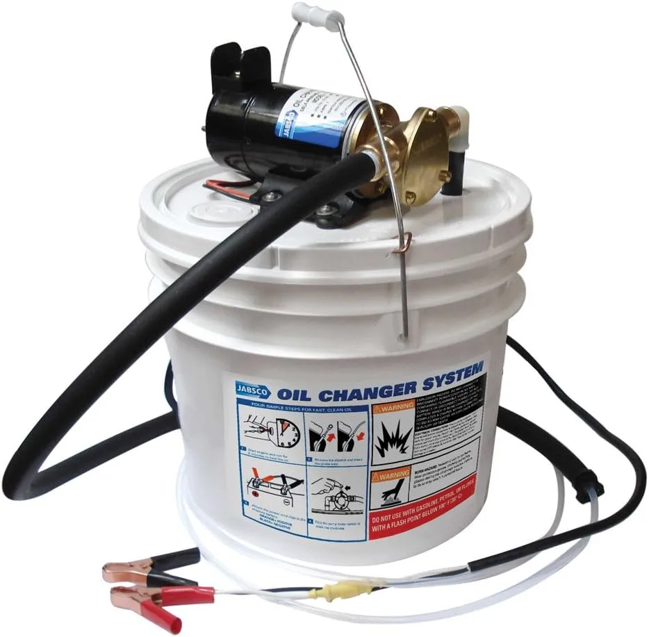 JABSCO Porta-Quick Oil Changer, 12V QF/DS, 3.5 Gallon, White