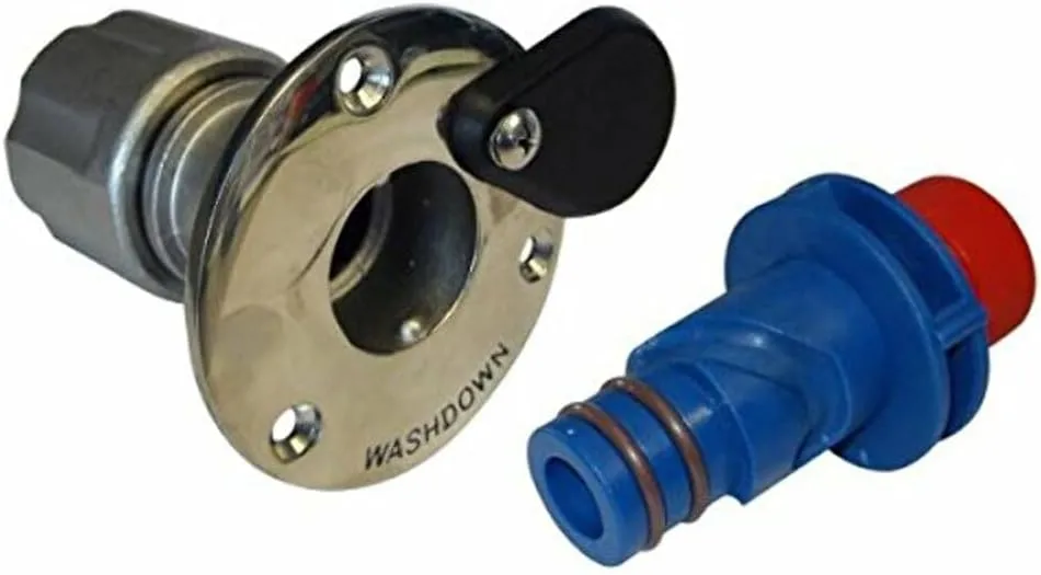 Jabsco Stainless Steel Quick-Release Hose Deck Mount Fitting and Hose Adapter