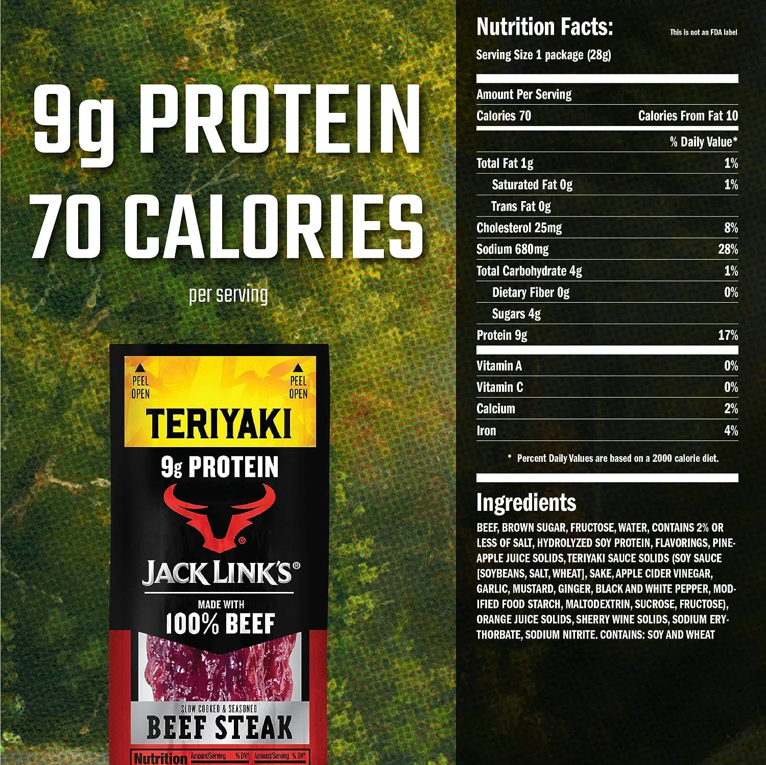 Jack Links Premium Cuts Beef Steak, Original, Strips -Great Protein Snack with 11g of Protein and 1g of Carbs Per Serving