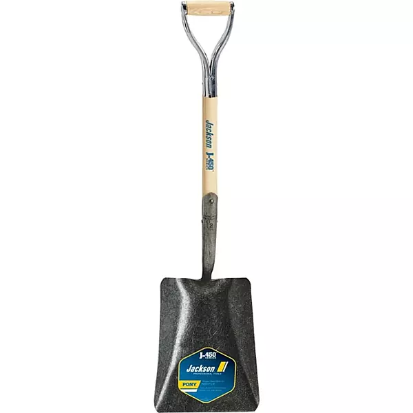 Jackson 1200900 J-450 Pony Square Point Shovel with 27 in. Hardwood Armor D-Grip Handle Square Point No Step Armour D-Grip