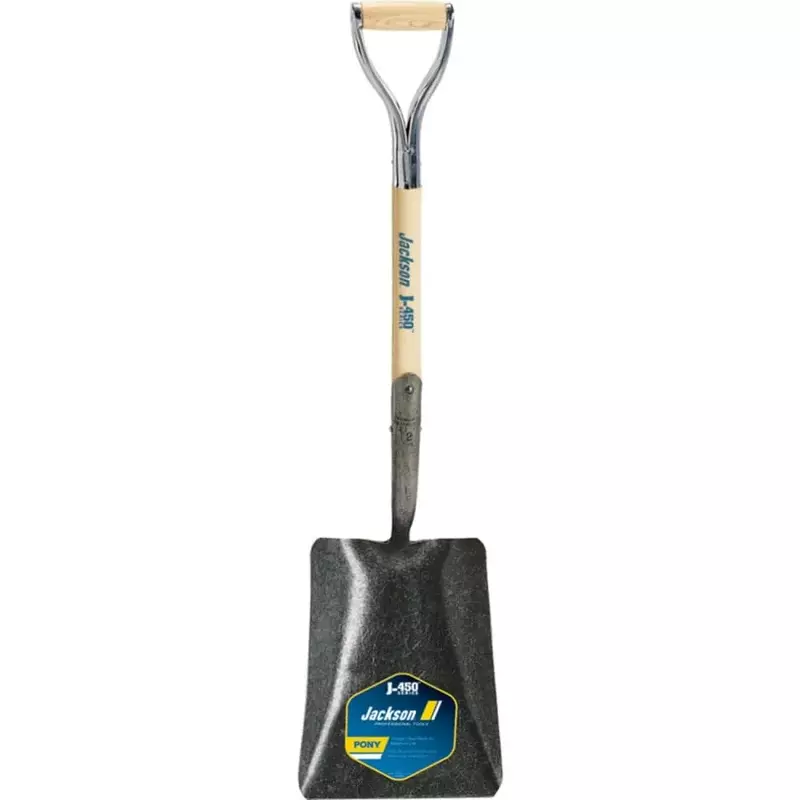 Jackson 1200900 J-450 Pony Square Point Shovel with 27 in. Hardwood Armor D-Grip Handle Square Point No Step Armour D-Grip