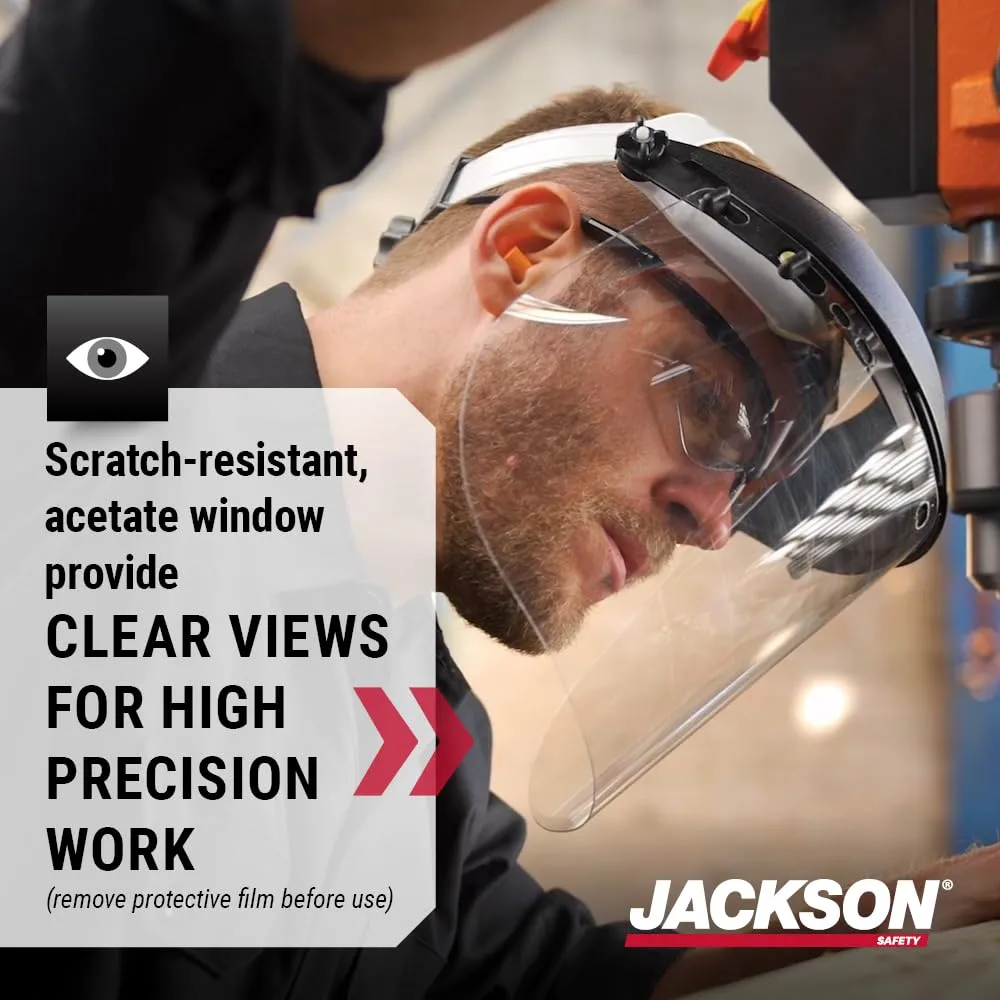 Jackson Safety 170-SB, Lightweight Scratch-Resistant Safety Headgear, Ratchet Suspension, Clear Anti-Fog Acetate Window