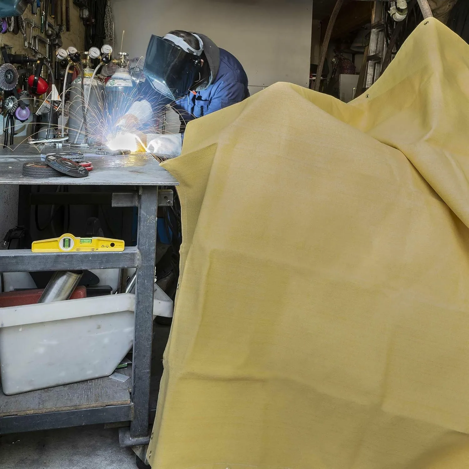 Jackson Safety 23 oz. Acrylic-Coated Fiberglass Welding Blanket - Yellow - 6' x 6'