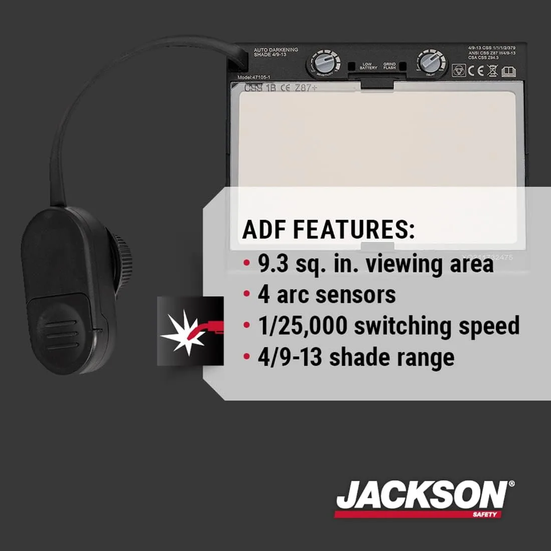 Jackson Safety Premium Auto-Darkening Welding Helmet ADF