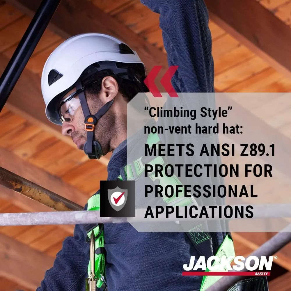 Jackson Safety CH300 & CH400V Climbing-Style Hard Hats – Vented & Non-Vented, Flip-Up Visor, ANSI Z89.1, OSHA Compliant