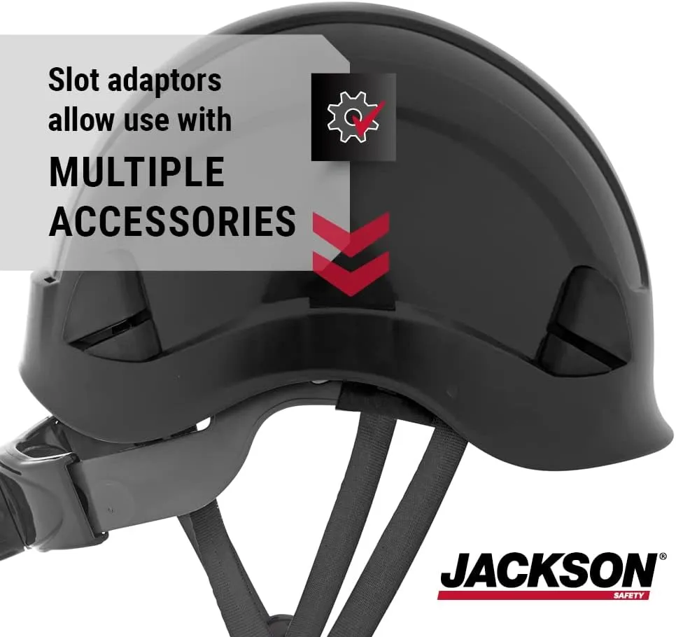Jackson Safety CH300 & CH400V Climbing-Style Hard Hats – Vented & Non-Vented, Flip-Up Visor, ANSI Z89.1, OSHA Compliant