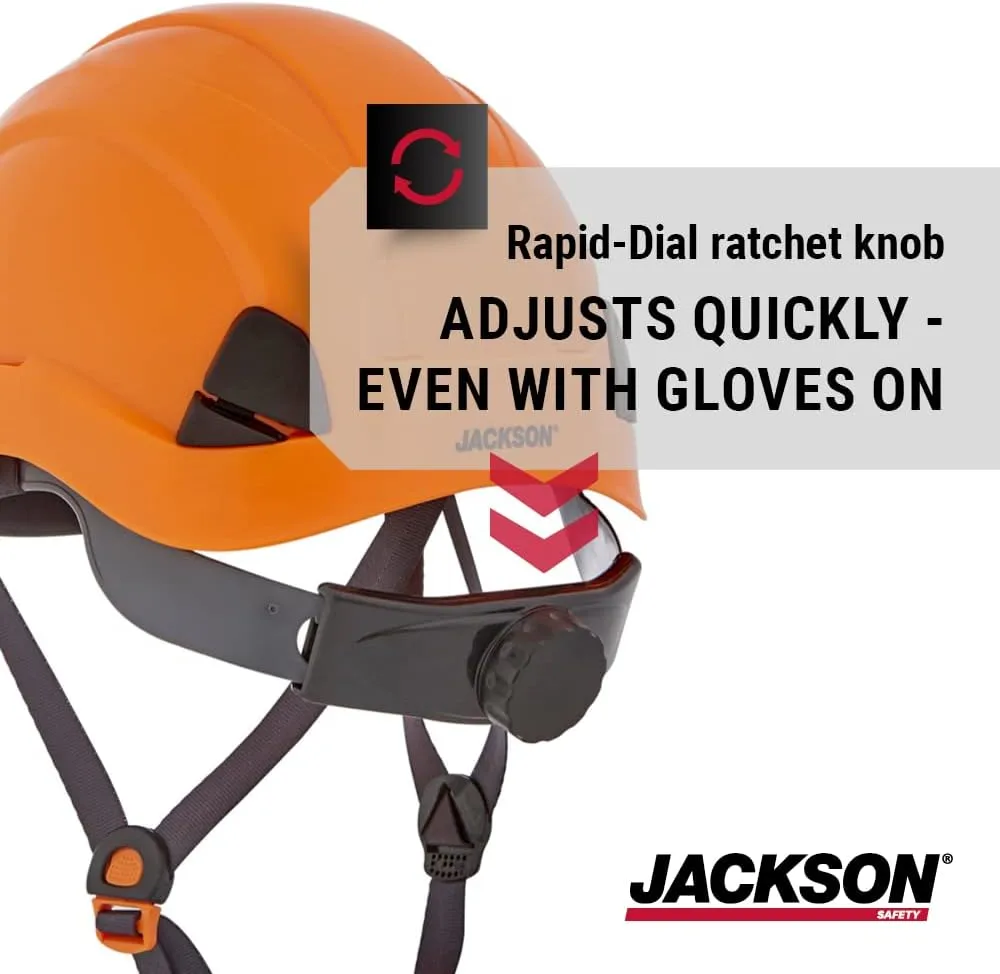 Jackson Safety CH300 & CH400V Climbing-Style Hard Hats – Vented & Non-Vented, Flip-Up Visor, ANSI Z89.1, OSHA Compliant