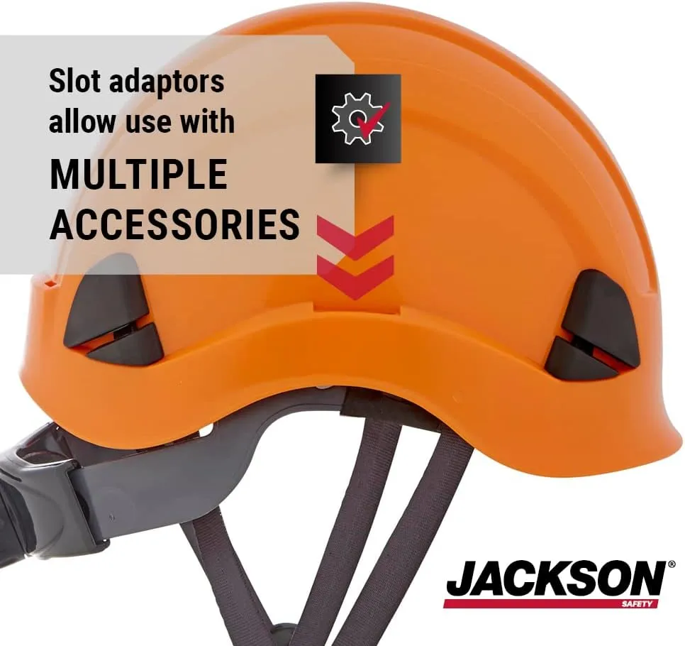 Jackson Safety CH300 & CH400V Climbing-Style Hard Hats – Vented & Non-Vented, Flip-Up Visor, ANSI Z89.1, OSHA Compliant