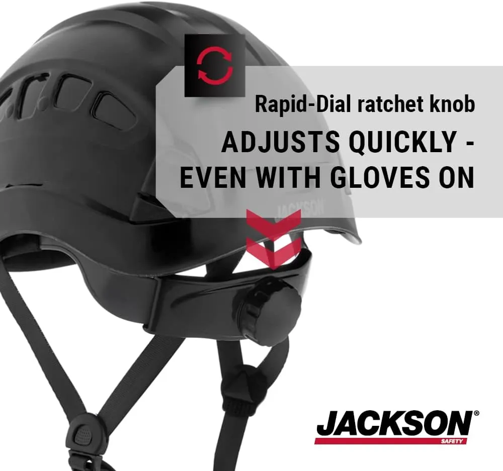 Jackson Safety CH300 & CH400V Climbing-Style Hard Hats – Vented & Non-Vented, Flip-Up Visor, ANSI Z89.1, OSHA Compliant