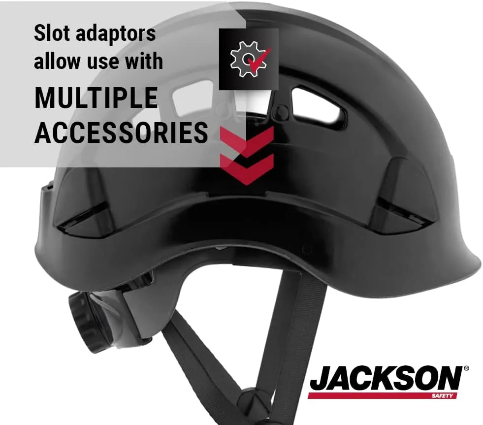 Jackson Safety CH300 & CH400V Climbing-Style Hard Hats – Vented & Non-Vented, Flip-Up Visor, ANSI Z89.1, OSHA Compliant