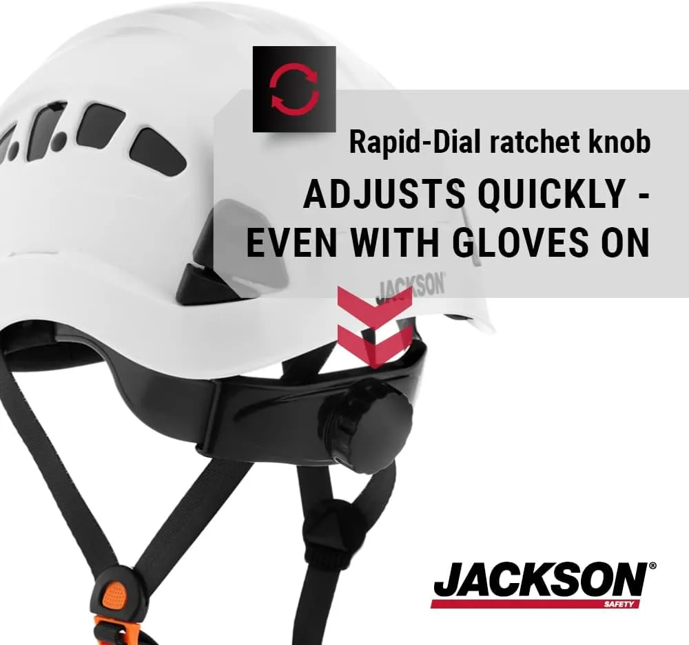 Jackson Safety CH300 & CH400V Climbing-Style Hard Hats – Vented & Non-Vented, Flip-Up Visor, ANSI Z89.1, OSHA Compliant