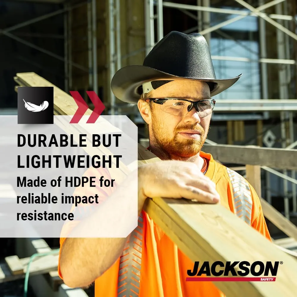 JACKSON SAFETY Cowboy-Style Full-Brim Hard Hat, Non-Vented, HDPE, Ratchet Suspension