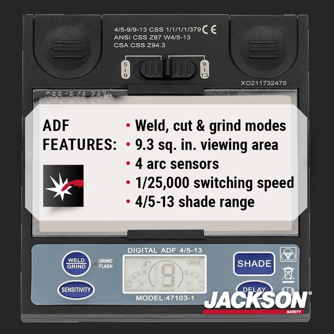 Jackson Safety Premium Auto-Darkening Welding Helmet ADF
