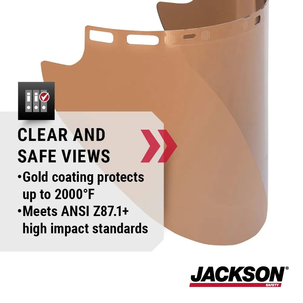 Jackson Safety Heat Resistant Face Shield Window - Gold, Aluminum, & Thermal Reflective - Polycarbonate, Anti-Scratch