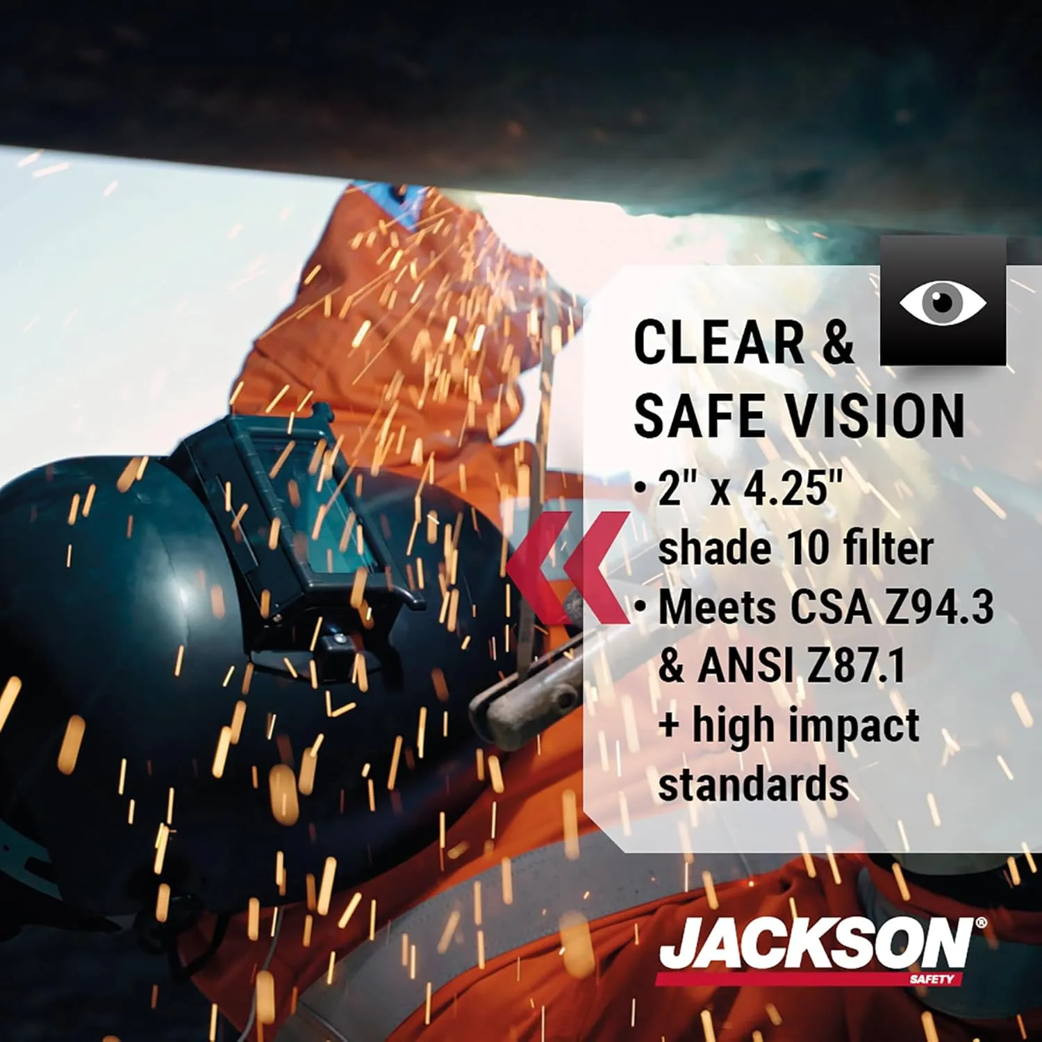 JACKSON SAFETY PL280 Pipeline Welding Helmet - Shade 10 Flip Front Hood - ANSI Z87.1 - Made in USA