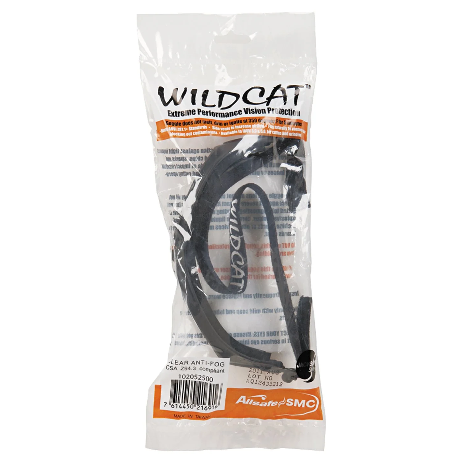 Jackson Safety 20525 V80 WILDCAT Goggles, Clear/Black