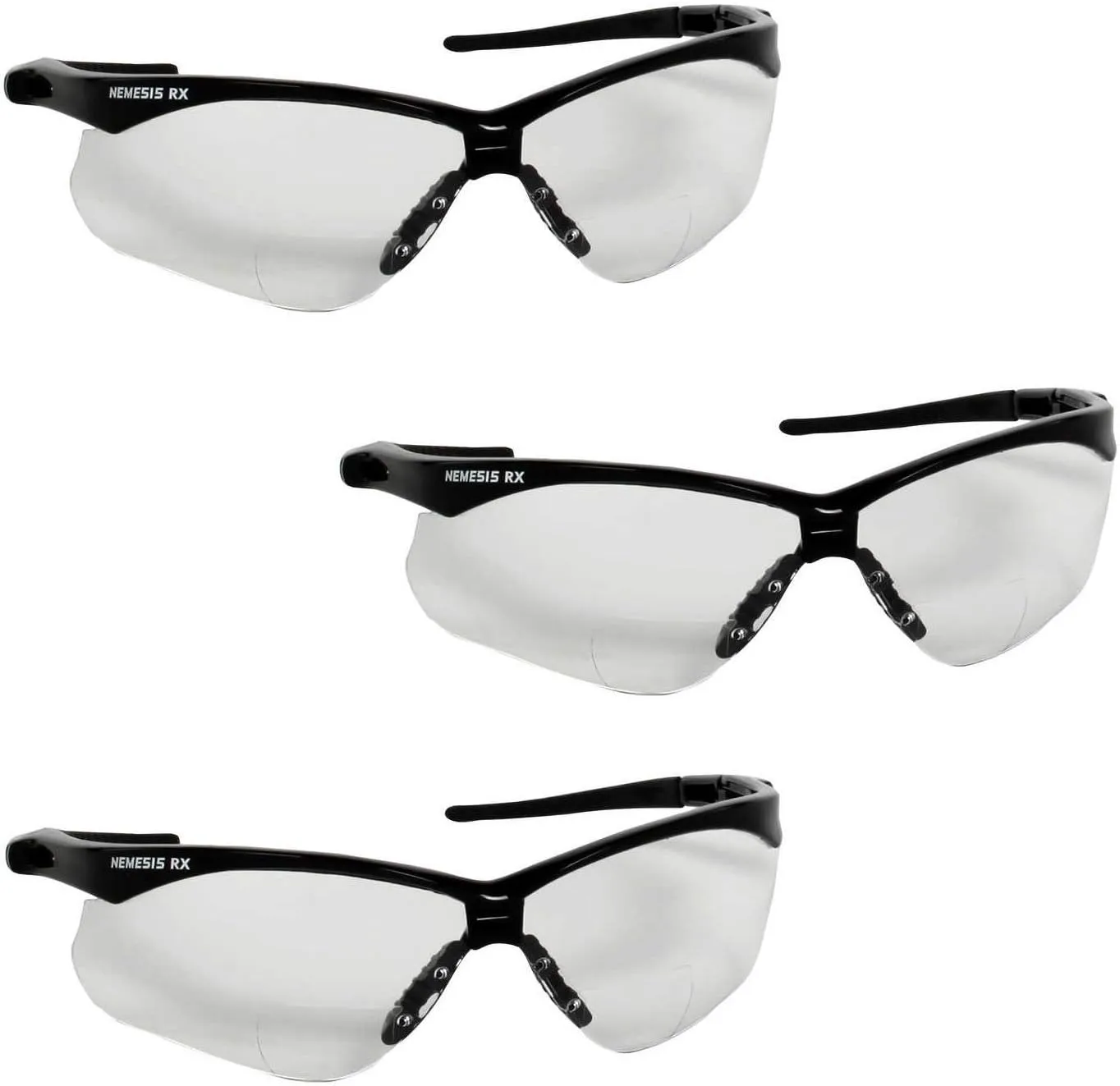 V60 Nemesis Rx Reader Safety Glasses, Black Frame, Clear Lens, +2.5 Diopter Strength