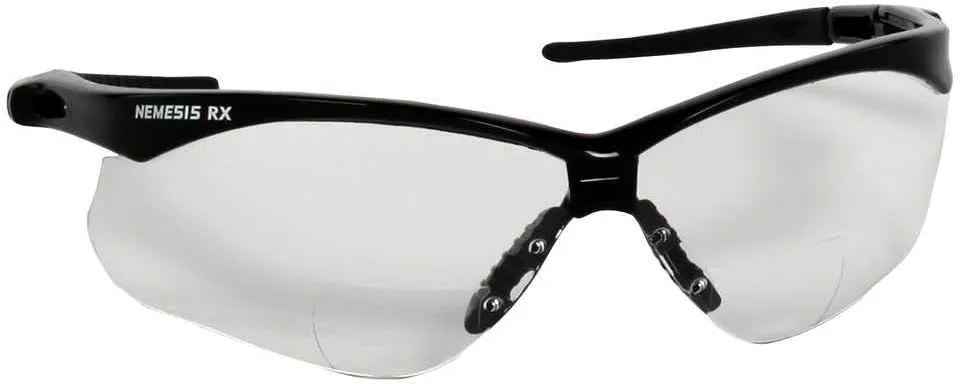 V60 Nemesis Rx Reader Safety Glasses, Black Frame, Clear Lens, +2.0 Diopter Strength
