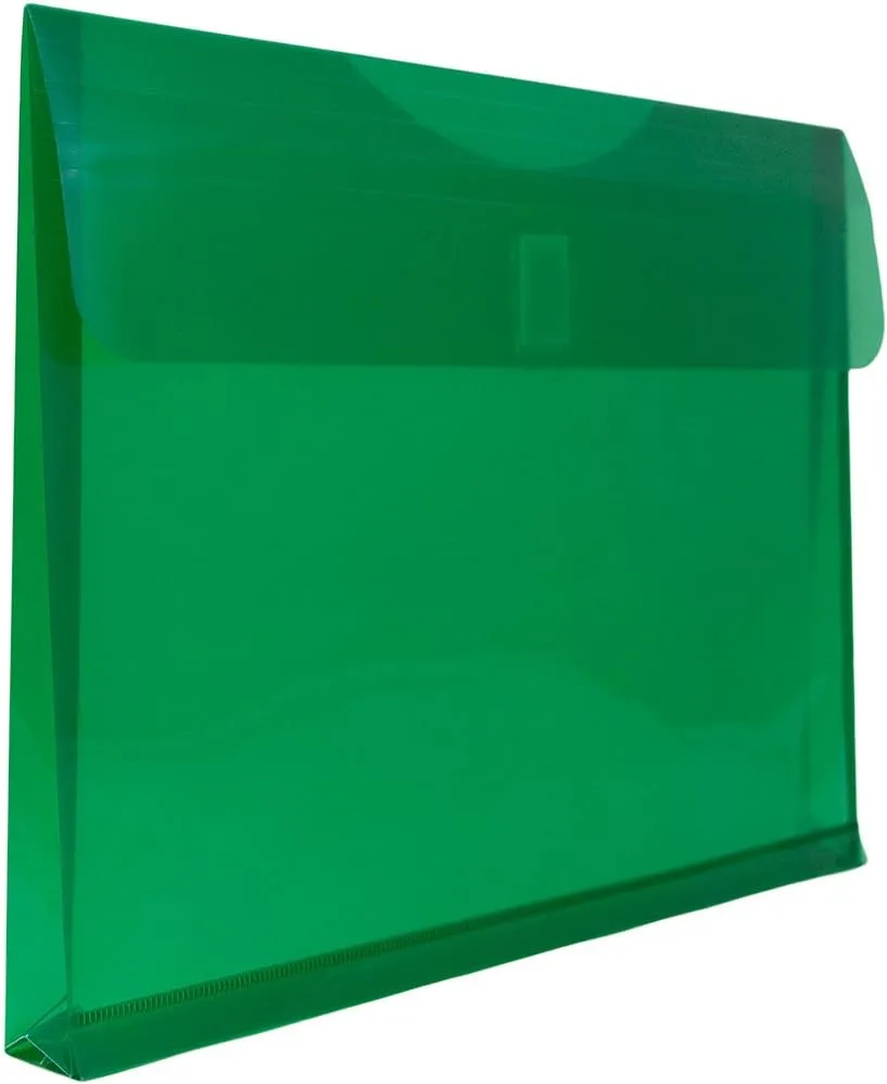 JAM PAPER Plastic Booklet Expansion Envelopes with Hook & Loop Closure - Letter