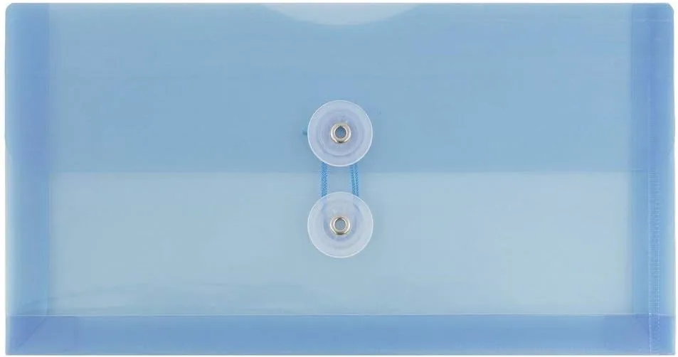JAM PAPER Plastic Envelopes with Button & String Tie Closure - 12 Pack