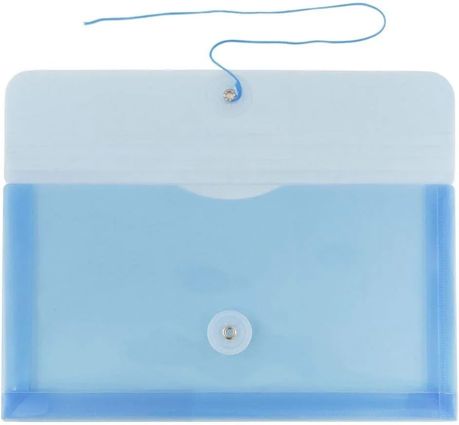 JAM PAPER Plastic Envelopes with Button & String Tie Closure - 12 Pack