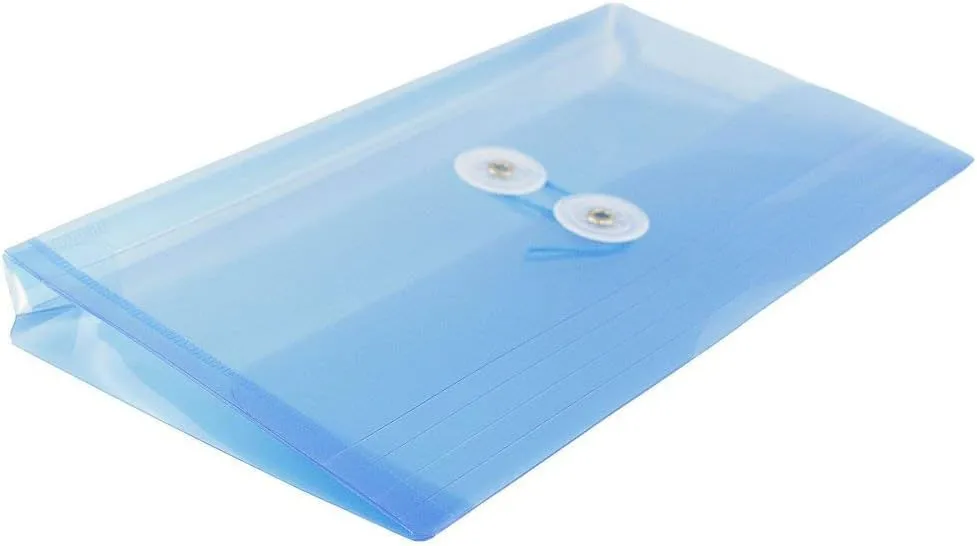 JAM PAPER Plastic Envelopes with Button & String Tie Closure - 12 Pack