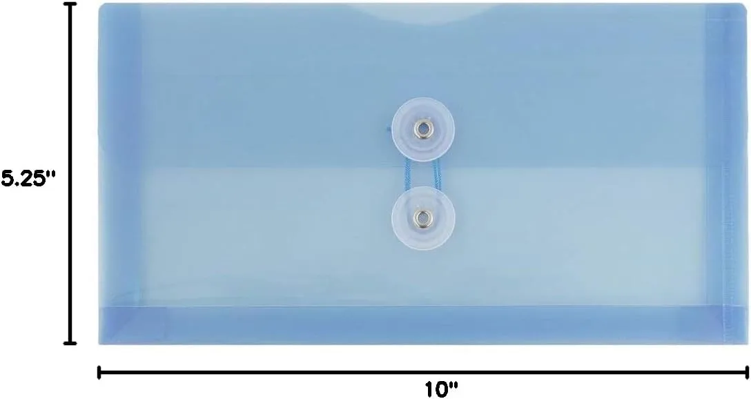 JAM PAPER Plastic Envelopes with Button & String Tie Closure - 12 Pack