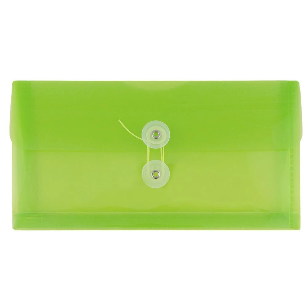 JAM PAPER Plastic Envelopes with Button & String Tie Closure - 12 Pack