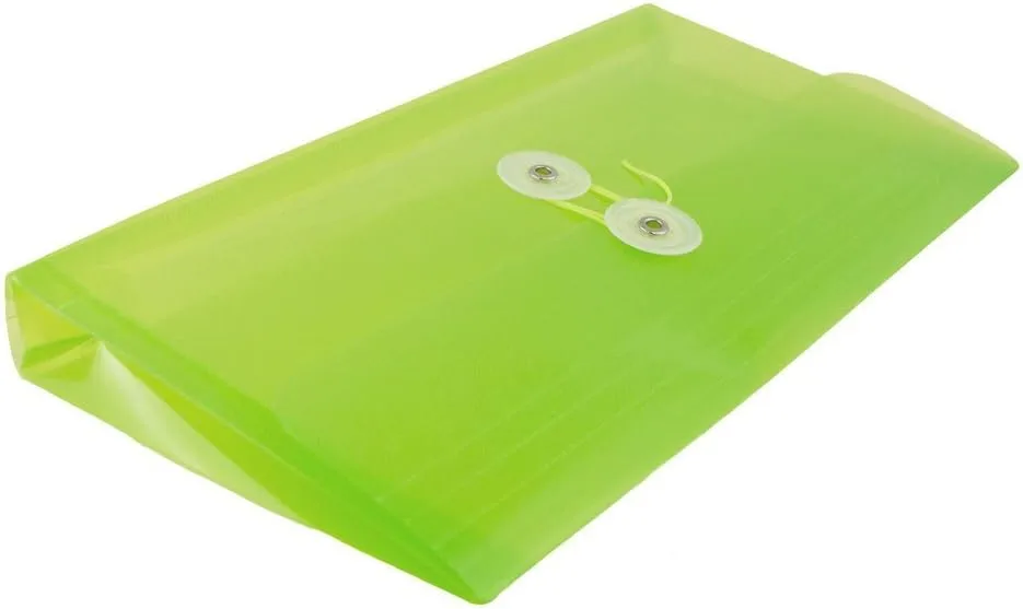JAM PAPER Plastic Envelopes with Button & String Tie Closure - 12 Pack