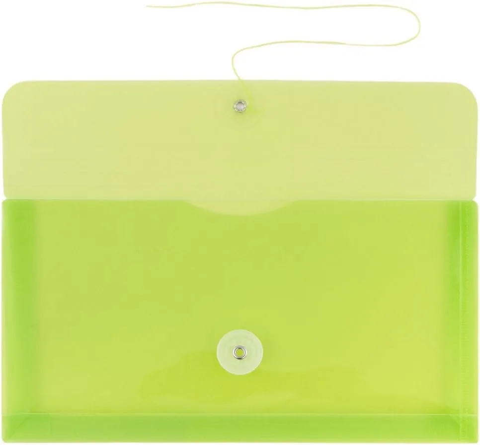 JAM PAPER Plastic Envelopes with Button & String Tie Closure - 12 Pack