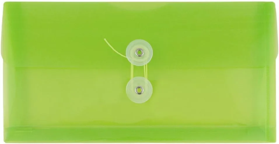 JAM PAPER Plastic Envelopes with Button & String Tie Closure - 12 Pack