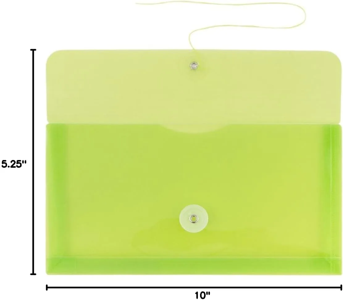 JAM PAPER Plastic Envelopes with Button & String Tie Closure - 12 Pack