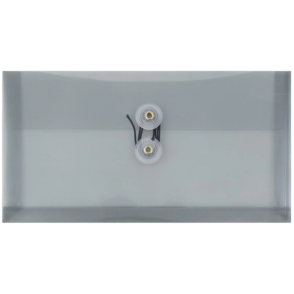 JAM PAPER Plastic Envelopes with Button & String Tie Closure - 12 Pack
