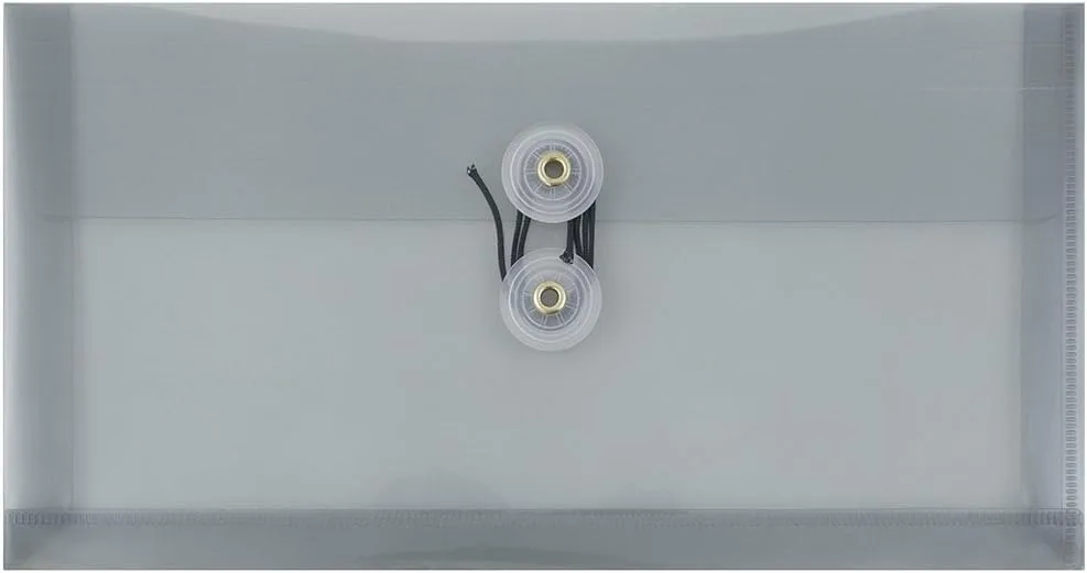 JAM PAPER Plastic Envelopes with Button & String Tie Closure - 12 Pack