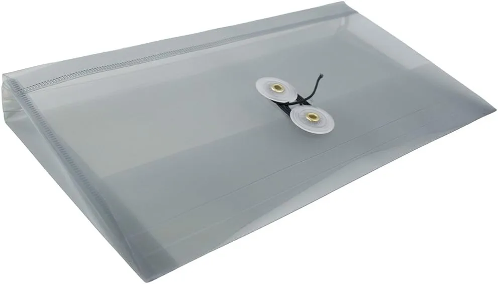 JAM PAPER Plastic Envelopes with Button & String Tie Closure - 12 Pack