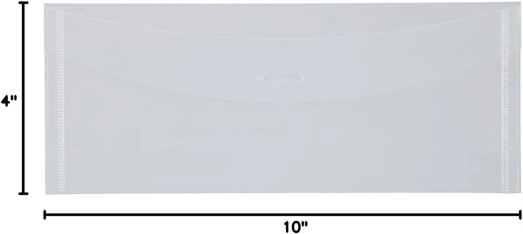 JAM PAPER Plastic Envelopes with Tuck Flap Closure - Clear